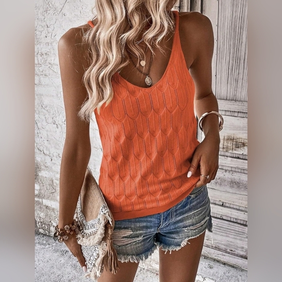 Amazon Tops - 2 FOR 1!! Amazon | Orange Sleeveless Knit Top + Beige (Same), Ptp 17"